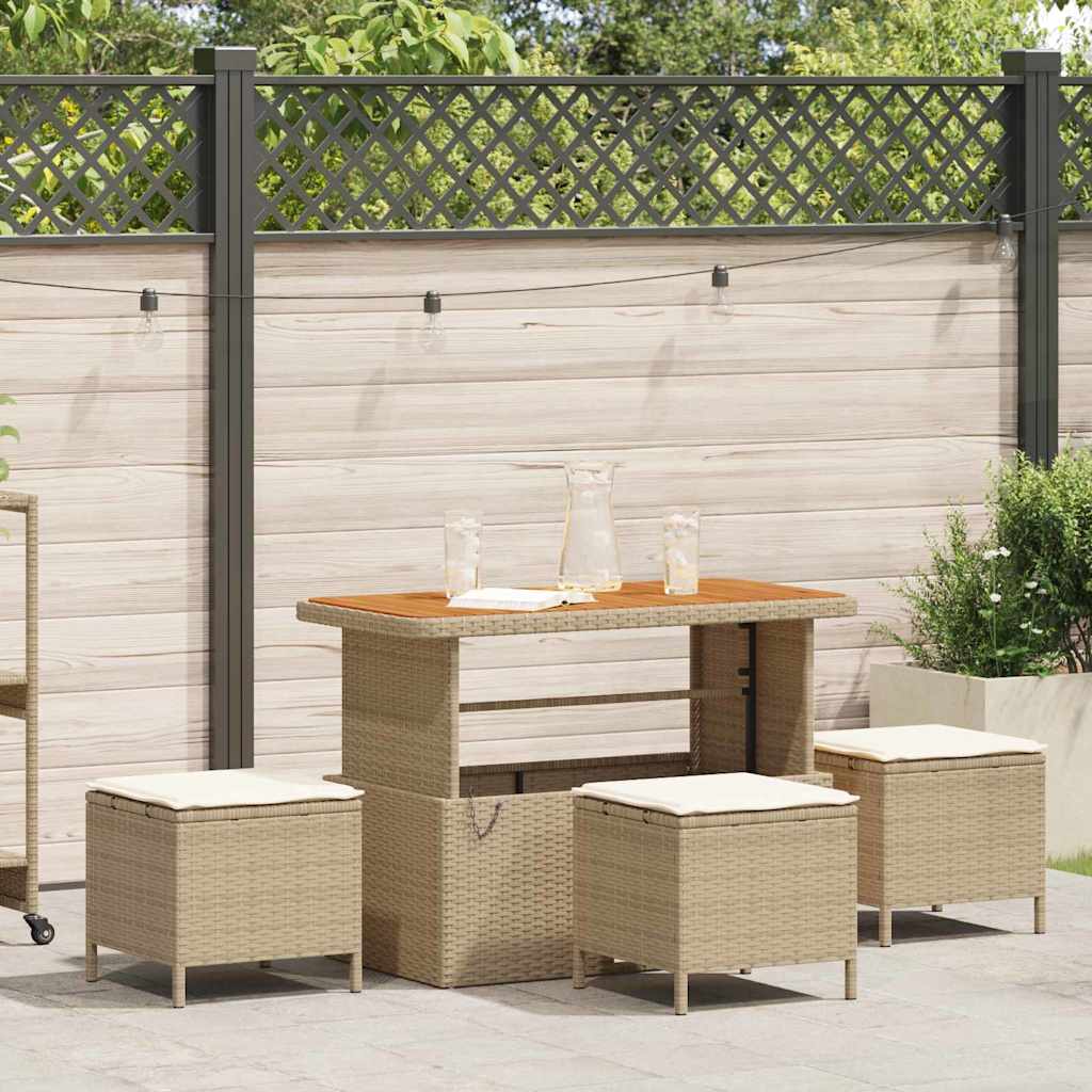 vidaXL Tuin Eettafel Set Zwart poly rattan