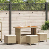vidaXL Tuin Eettafel Set Zwart poly rattan