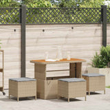 vidaXL Tuin Eettafel Set Zwart poly rattan