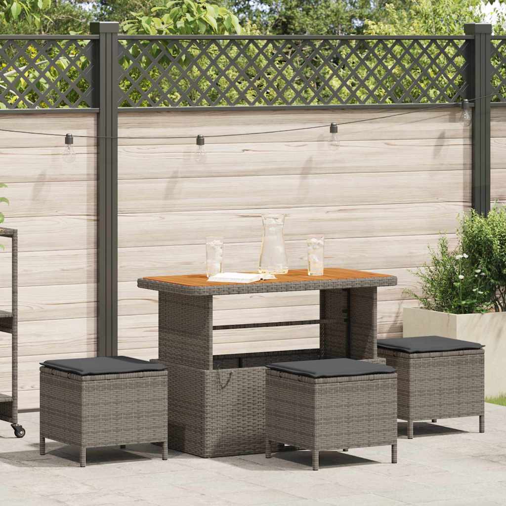 vidaXL Tuin Eettafel Set Zwart poly rattan