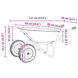 vidaXL Kruiwagen Zilver en Zwart 137 x 60 x 65,5 cm Staal