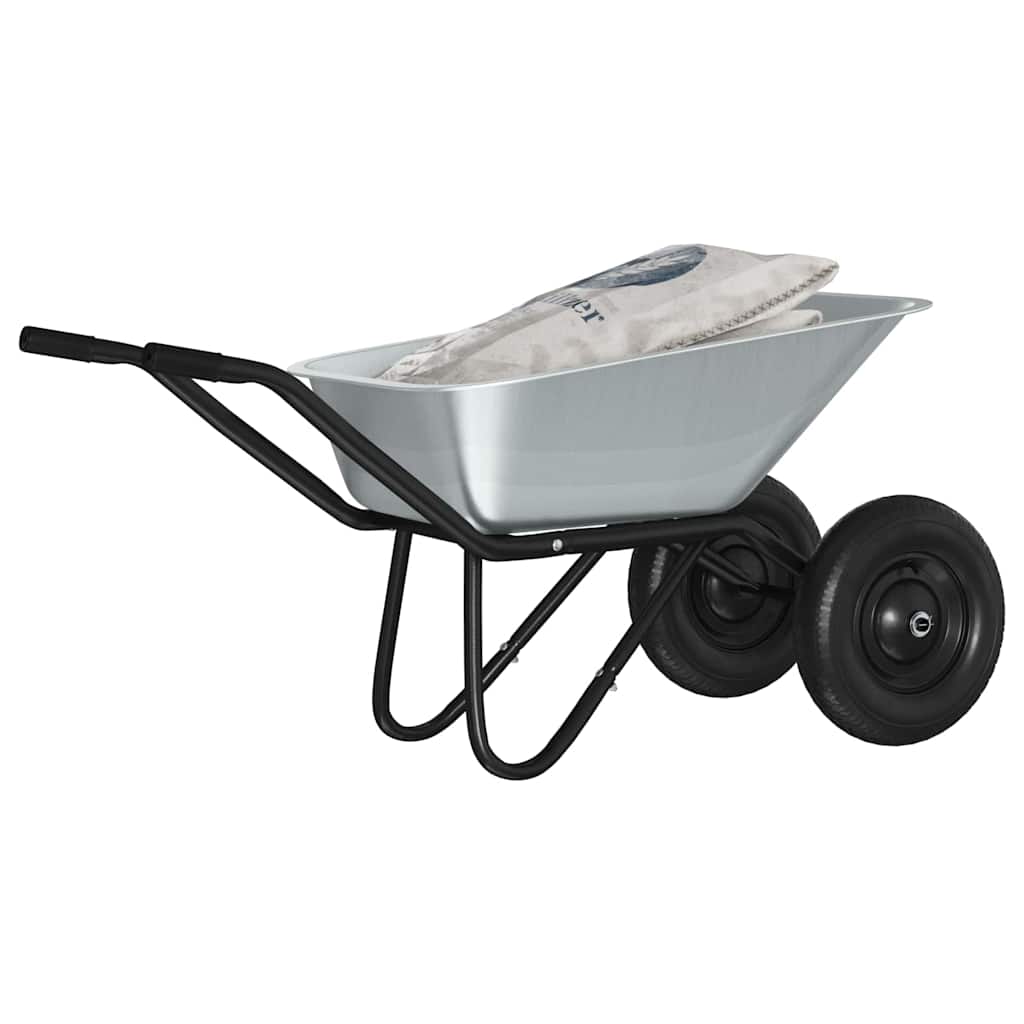 vidaXL Kruiwagen Zilver en Zwart 137 x 60 x 65,5 cm Staal
