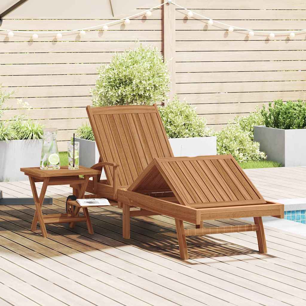 vidaXL Ligbed met kussen Bruin 195 x 59 x 78,5 cm Massief Teakhout