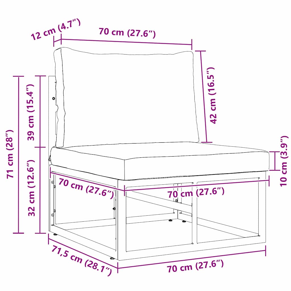 vidaXL Buiten Meubilair Zwart en Anthraciet 70 x 71,5 x 71 cm Metaal