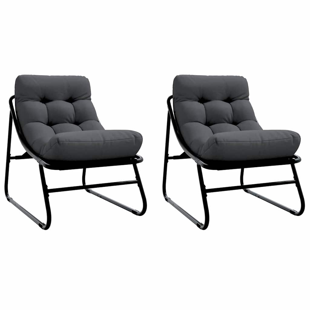 vidaXL Tuinmeubelen 2 pcs Zwart 60,5 x 81 x 71 cm Gepoedercoat staal