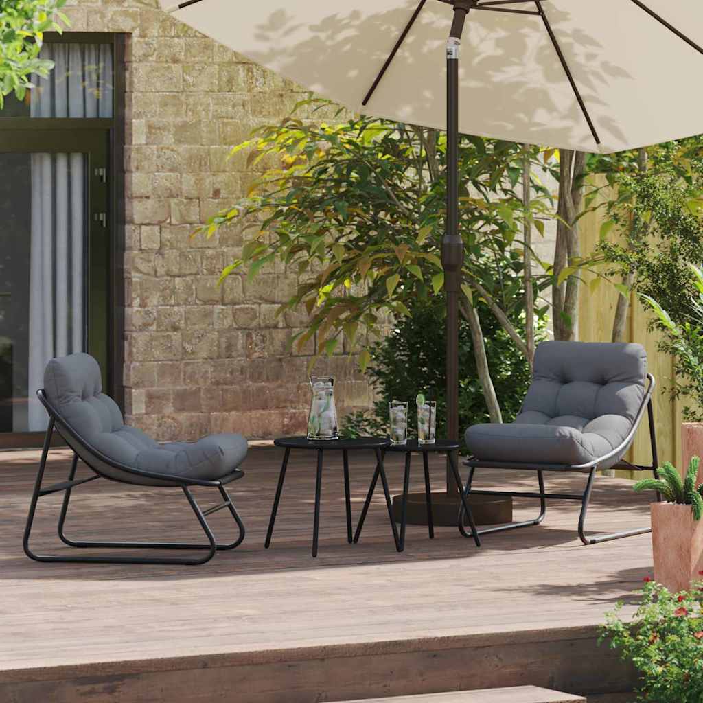 vidaXL Tuinmeubelen 2 pcs Zwart 60,5 x 81 x 71 cm Gepoedercoat staal