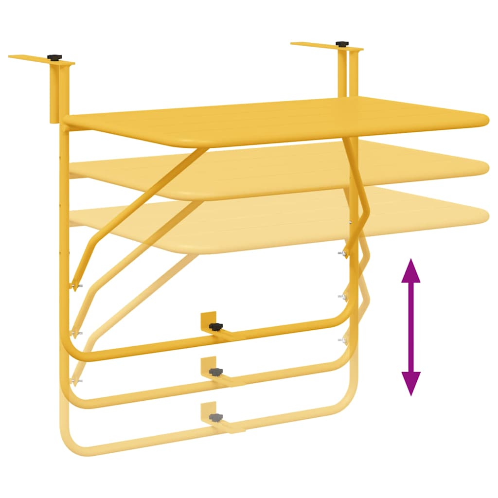 vidaXL Balkontafel 60x40 cm staal zwart