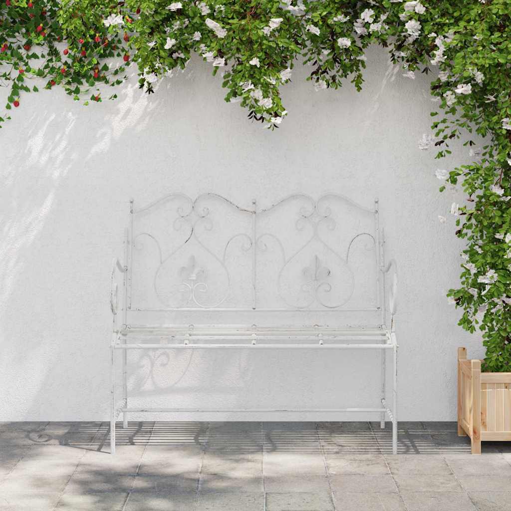 vidaXL Garden Bench Antique white 104 x 54 x 93 cm Steel