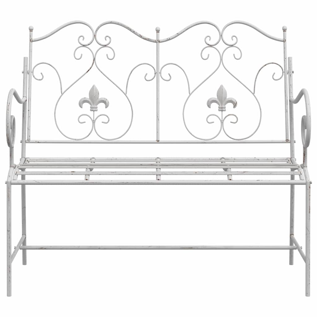 vidaXL Garden Bench Antique white 104 x 54 x 93 cm Steel
