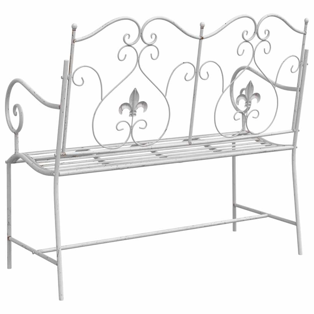 vidaXL Garden Bench Antique white 104 x 54 x 93 cm Steel