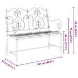 vidaXL Garden Bench Antique white 104 x 54 x 93 cm Steel