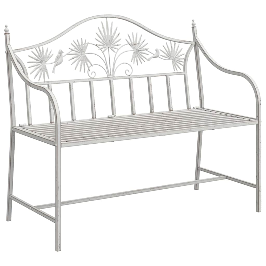 vidaXL Tuinbank Antiek wit 104 x 52,5 x 89 cm Staal