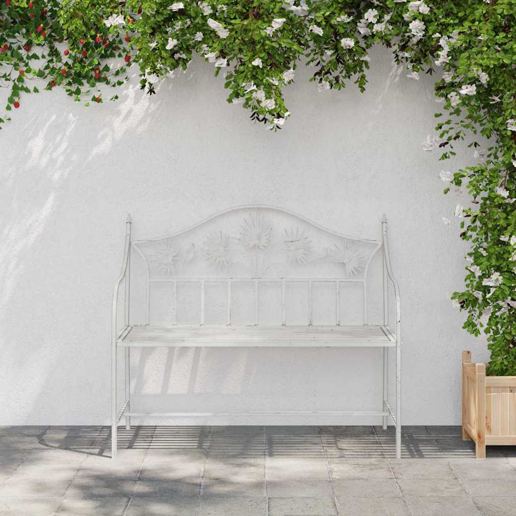 vidaXL Tuinbank Antiek wit 104 x 52,5 x 89 cm Staal