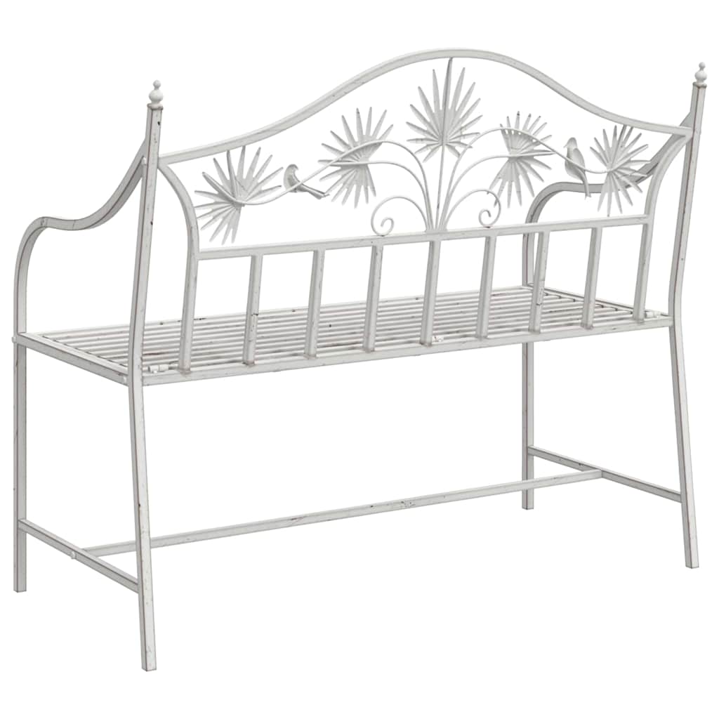 vidaXL Tuinbank Antiek wit 104 x 52,5 x 89 cm Staal