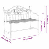vidaXL Tuinbank Antiek wit 104 x 52,5 x 89 cm Staal