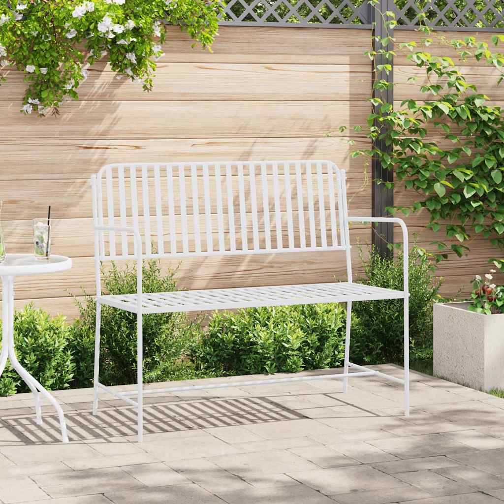 vidaXL Tuinbank Effen Wit 103,5 x 51,5 x 90 cm Staal