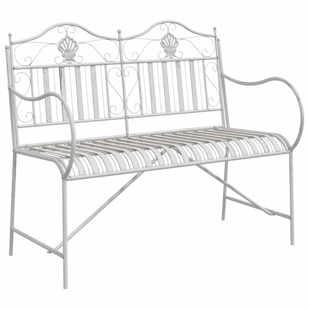 vidaXL Garden Bench Antique White 103.5 x 59 x 89 cm Steel