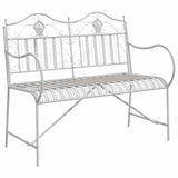 vidaXL Garden Bench Antique White 103.5 x 59 x 89 cm Steel