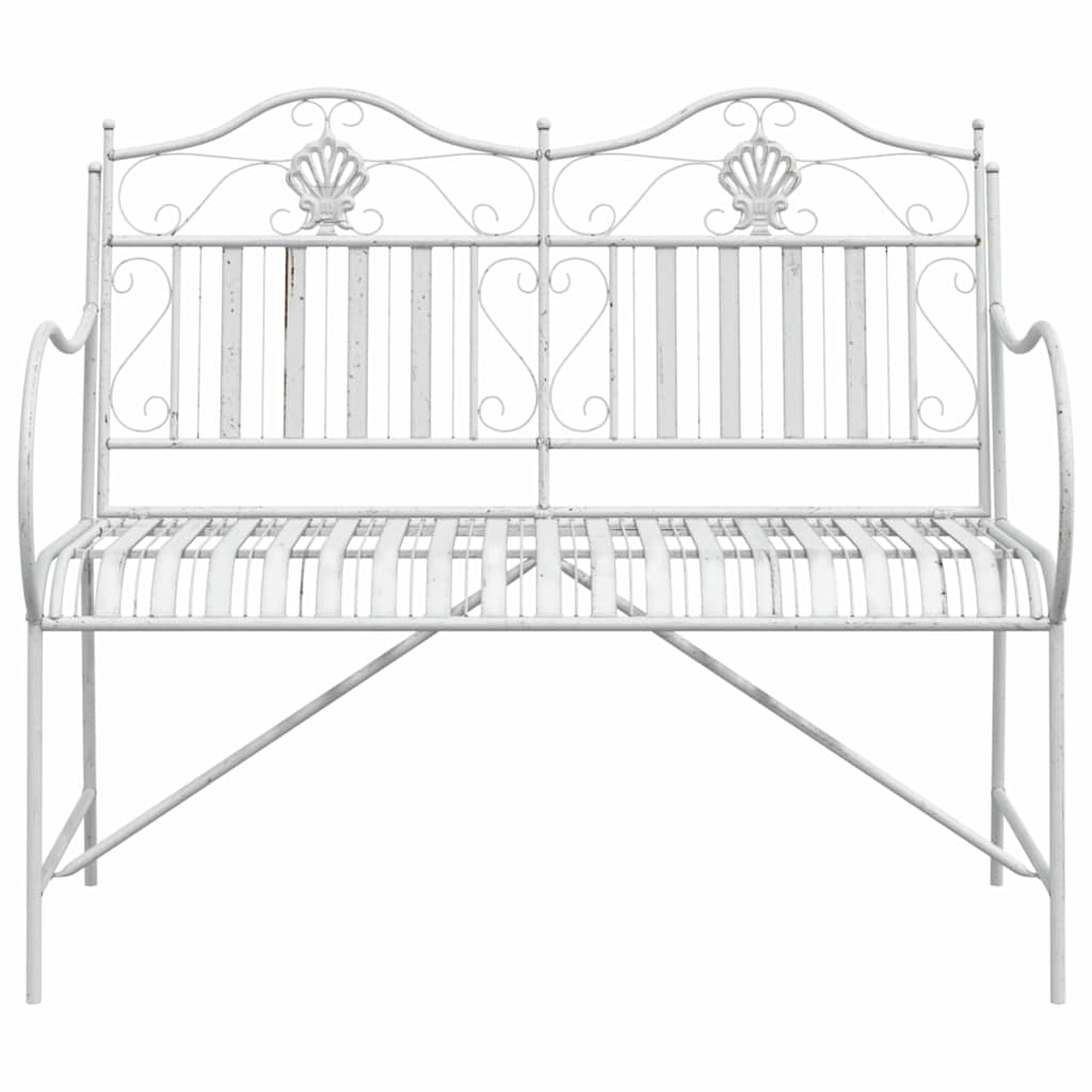vidaXL Garden Bench Antique White 103.5 x 59 x 89 cm Steel