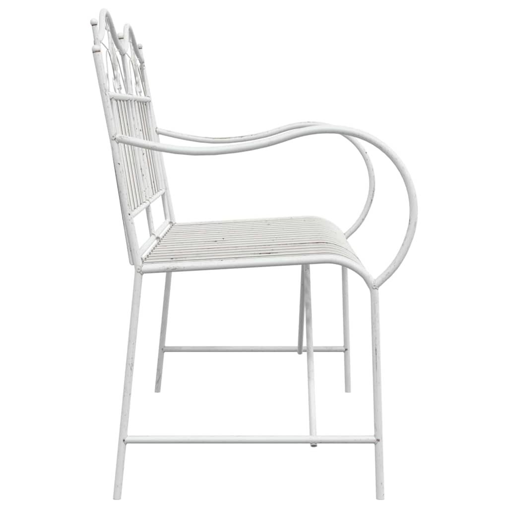 vidaXL Garden Bench Antique White 103.5 x 59 x 89 cm Steel