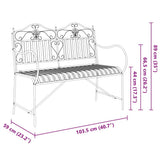 vidaXL Garden Bench Antique White 103.5 x 59 x 89 cm Steel