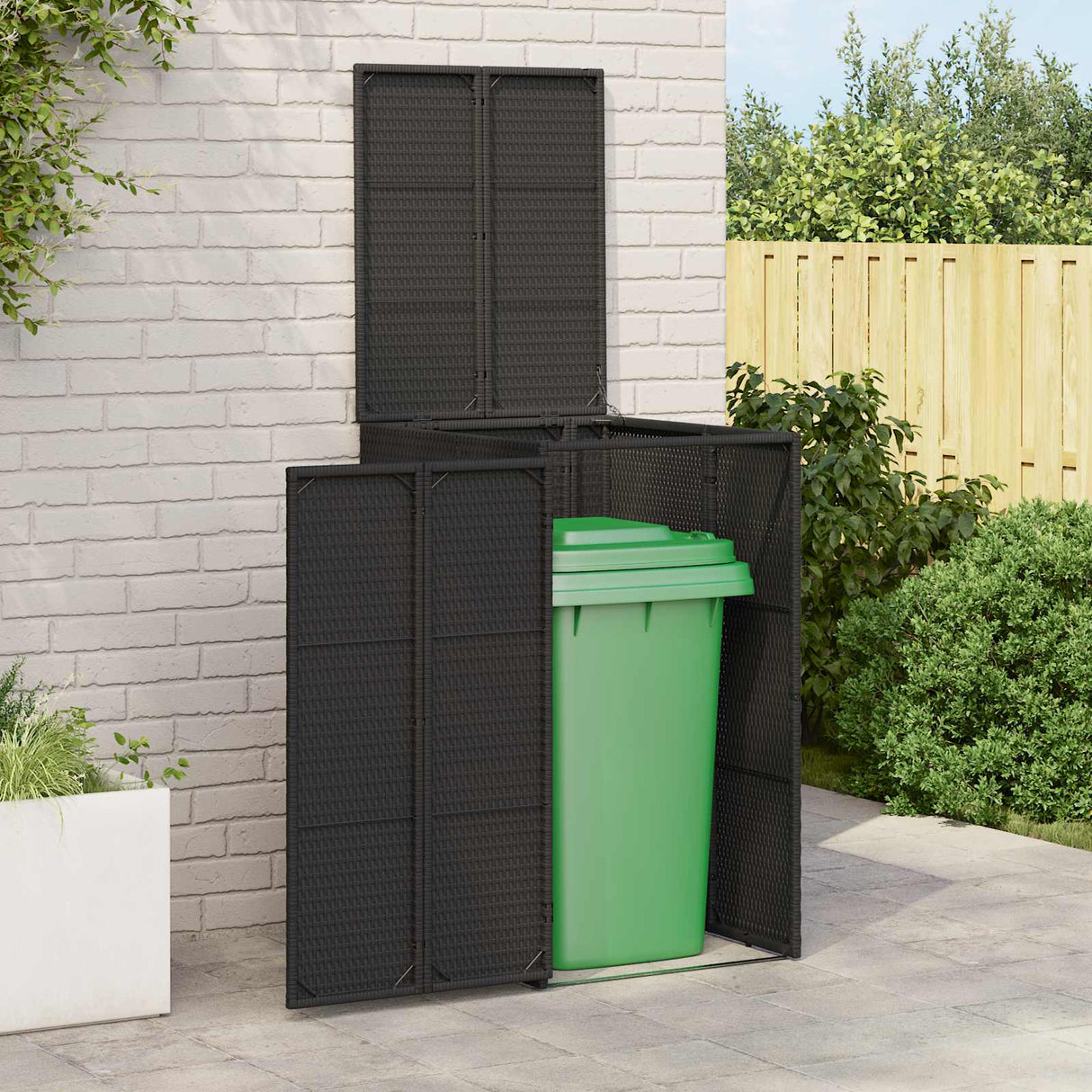 vidaXL Waste Bin Box Black 65 x 80 x 115 cm Polyethylene