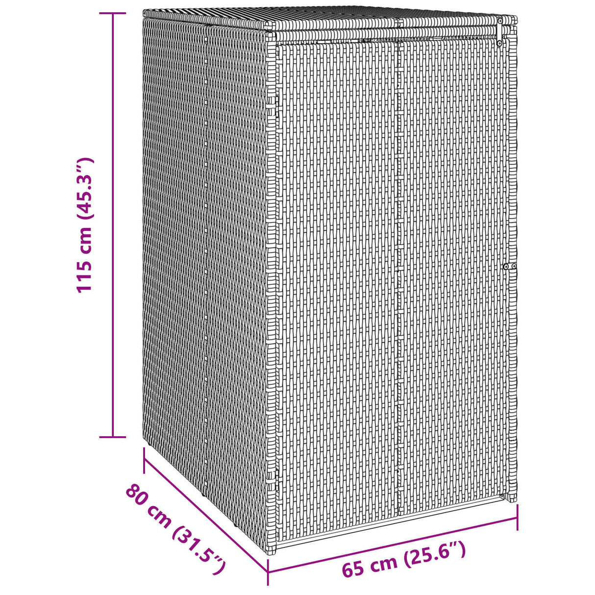 vidaXL Waste Bin Box Black 65 x 80 x 115 cm Polyethylene