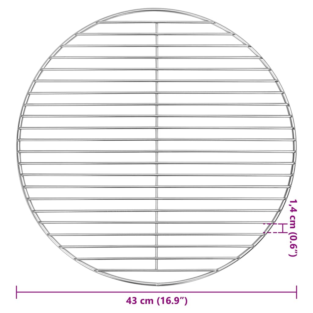 vidaXL Barbecuerooster rond Ø34,5 cm 304 roestvrij staal