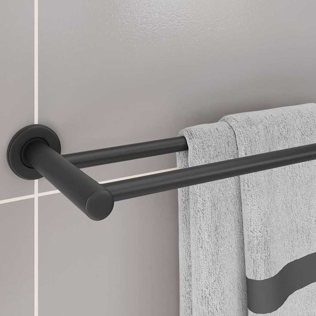 vidaXL Handdoekenrek Zwart 61 x 14,5 x 5 cm Roestvrij staal
