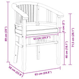 vidaXL Chair 2 pcs Brown 63 x 58 x 89 cm Solid Teak Wood