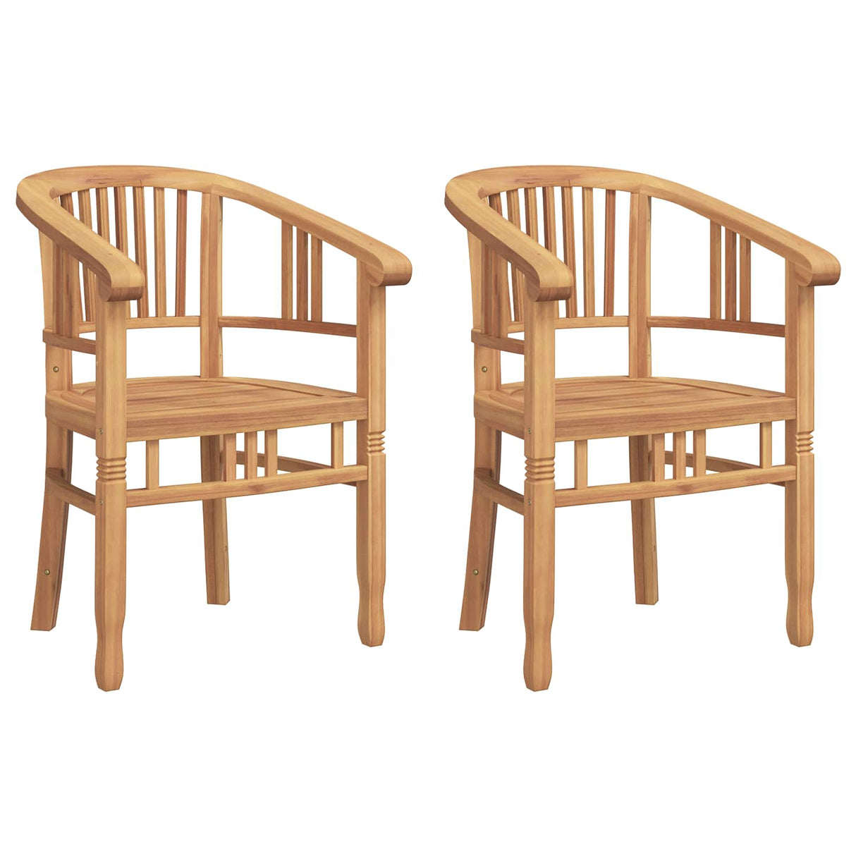 vidaXL Chair 2 pcs Brown 63 x 58 x 89 cm Solid Teak Wood