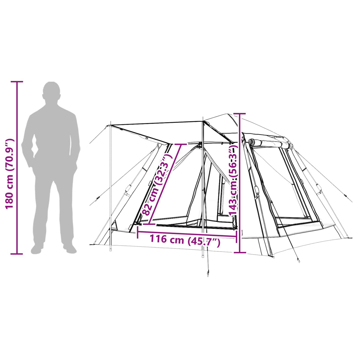 vidaXL Instant Tent met Rainfly voor 3 Personen met Snelle Bevrijding