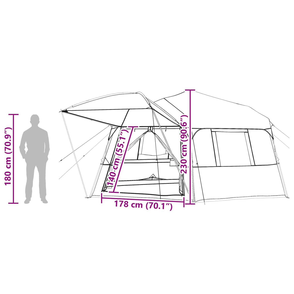vidaXL Instant Tent met Rainfly voor 12 Personen met Snelle Bevestiging