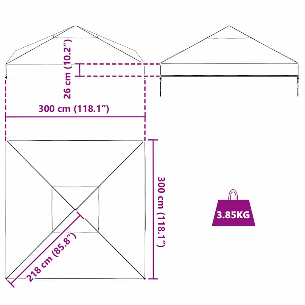 vidaXL Gazebo hoes vervanging Doorzichtig 300 x 300 x 26 cm PVC