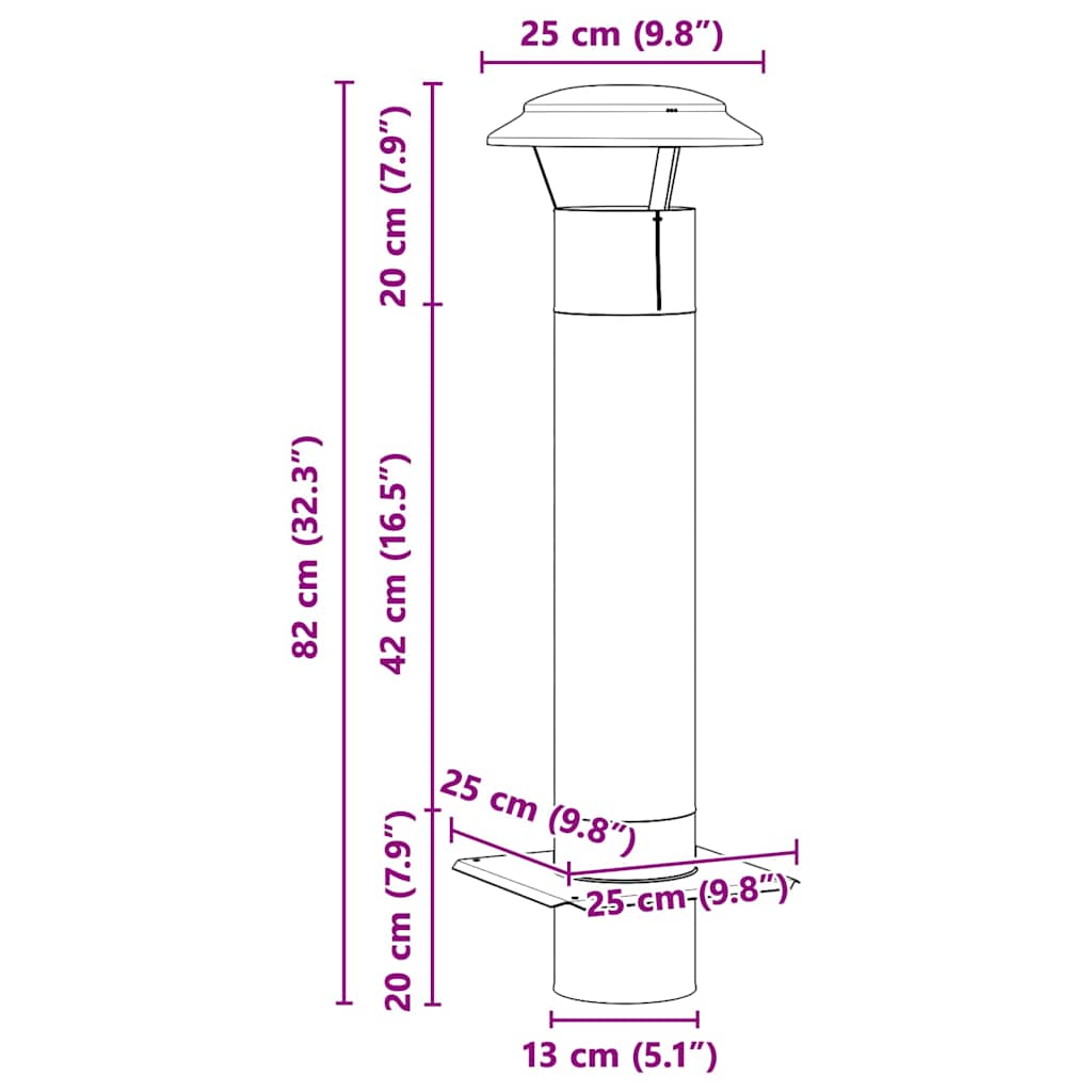 vidaXL Chimney Extension Silver 25 x 25 x 82 cm Stainless Steel