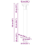 vidaXL Schouw Verlengstuk Zilver 25 x 25 x 132 cm Roestvrij staal
