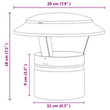 vidaXL Rain Cover Chimney Silver 20 x 20 x 18 cm Stainless Steel