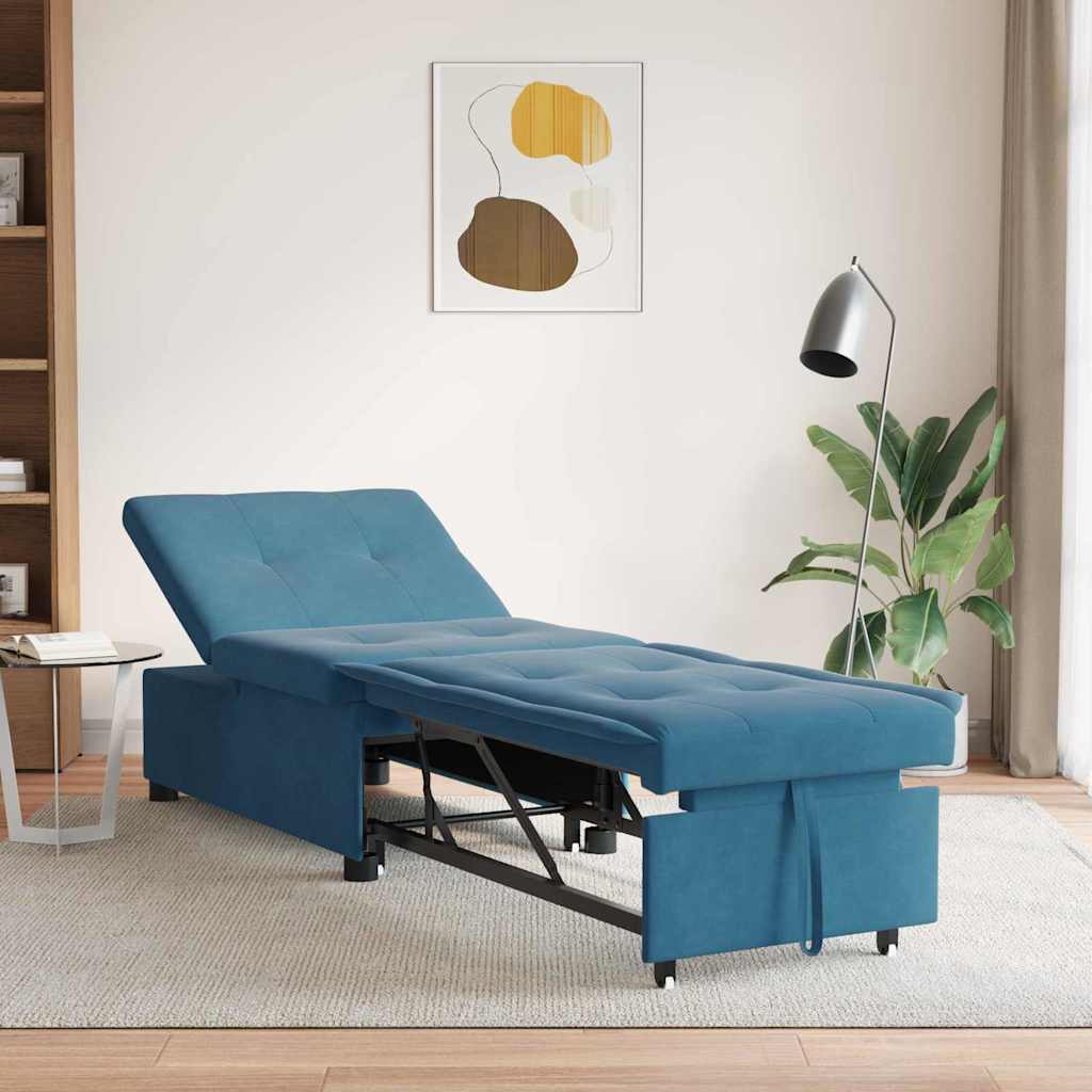 vidaXL Slaapbank Blauw 194 x 67 x 82 cm Fluweel