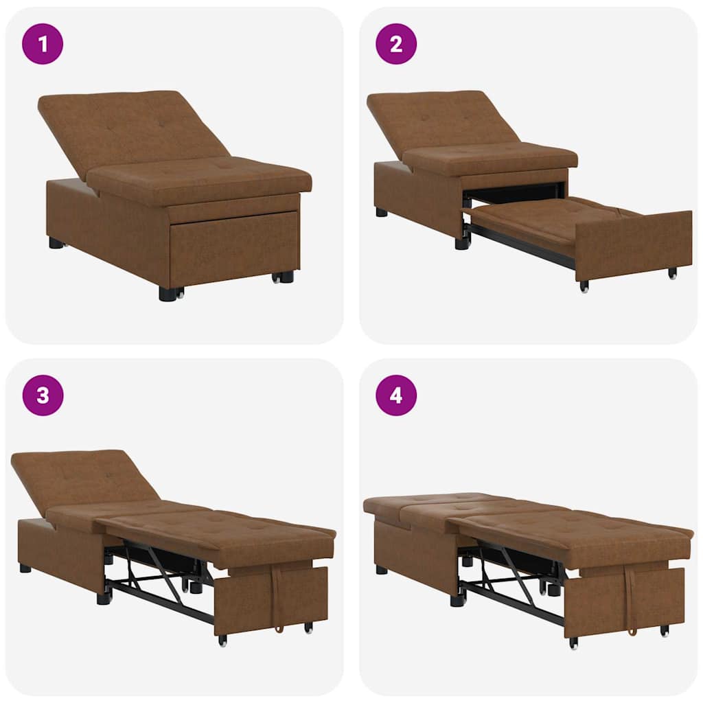 vidaXL Sofa Bed Brown 194 x 67 x 82 cm Huahua Fabric
