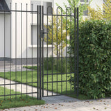 vidaXL Poort met gebogen bovenkant enkel 1x1,75 m staal zwart