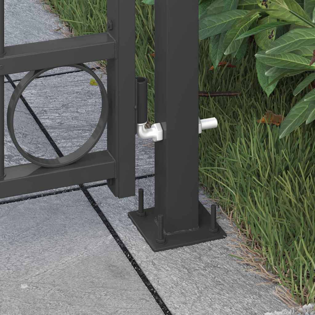 vidaXL Fence Post with Lock Grey 200 x 88 x 14 cm Steel