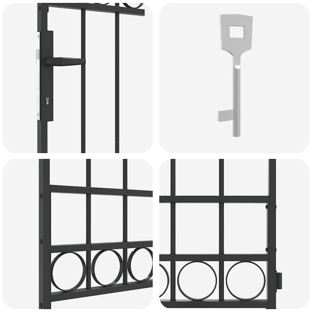 vidaXL Fence Post with Lock Grey 200 x 88 x 14 cm Steel