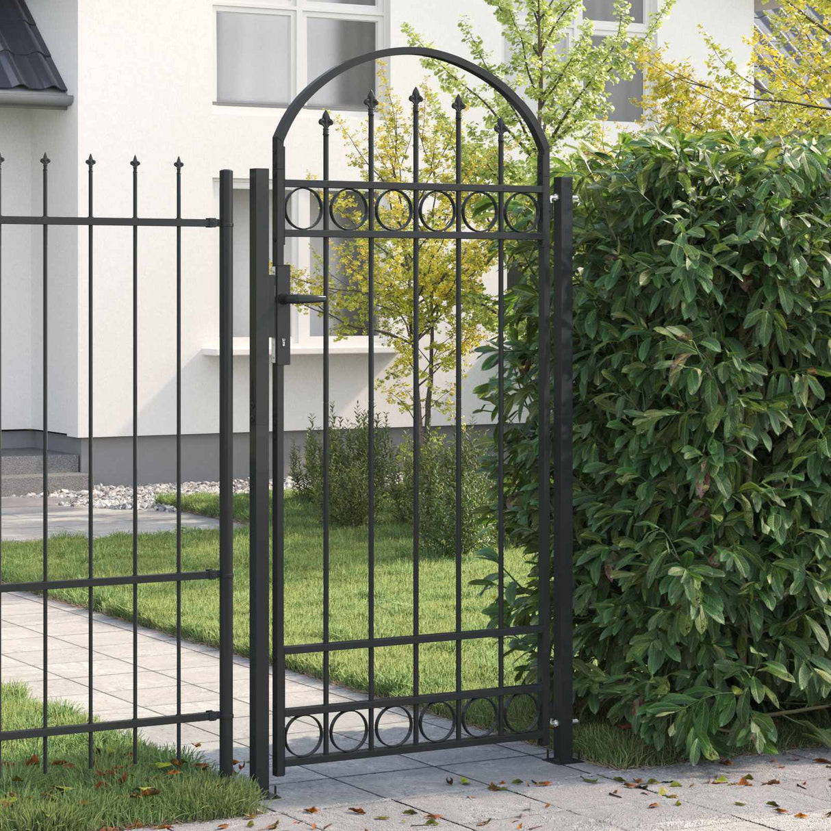 vidaXL Hekpaal. met slot Grijs 200 x 88 x 14 cm Staal