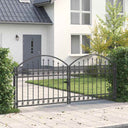 vidaXL Double Gate with Arched Top 300x125 cm Steel Black