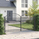 vidaXL Double Gate with Arched Top 300x125 cm Steel Black