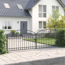 vidaXL Double Gate with Arched Top 300x125 cm Steel Black
