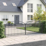 vidaXL Poort met gebogen bovenkant dubbel 300x125 cm staal zwart
