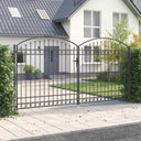 vidaXL Double Gate with Arched Top 300x125 cm Steel Black