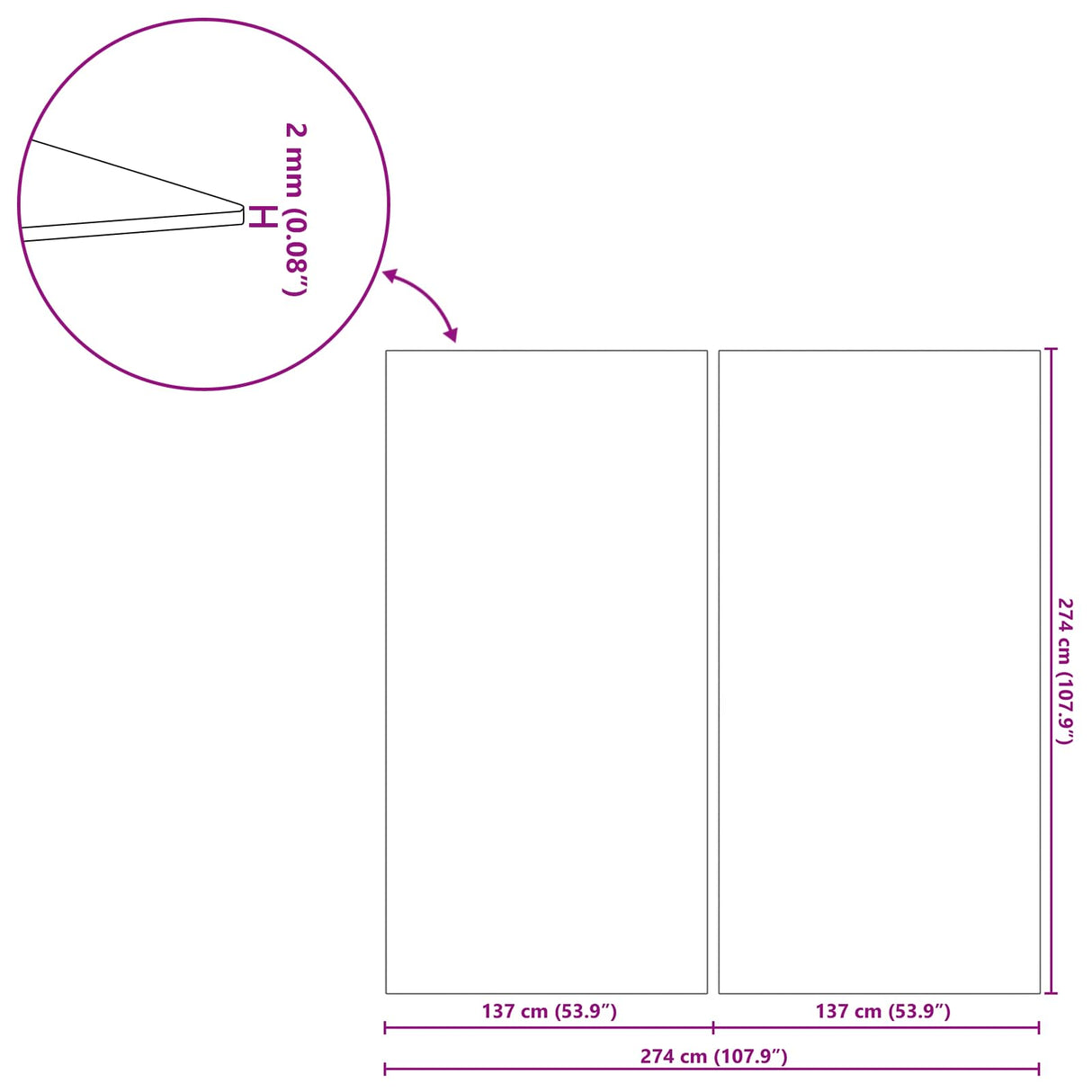 vidaXL Pond Liner 274 x 274 x 0.1 cm Square Non-woven Fabric