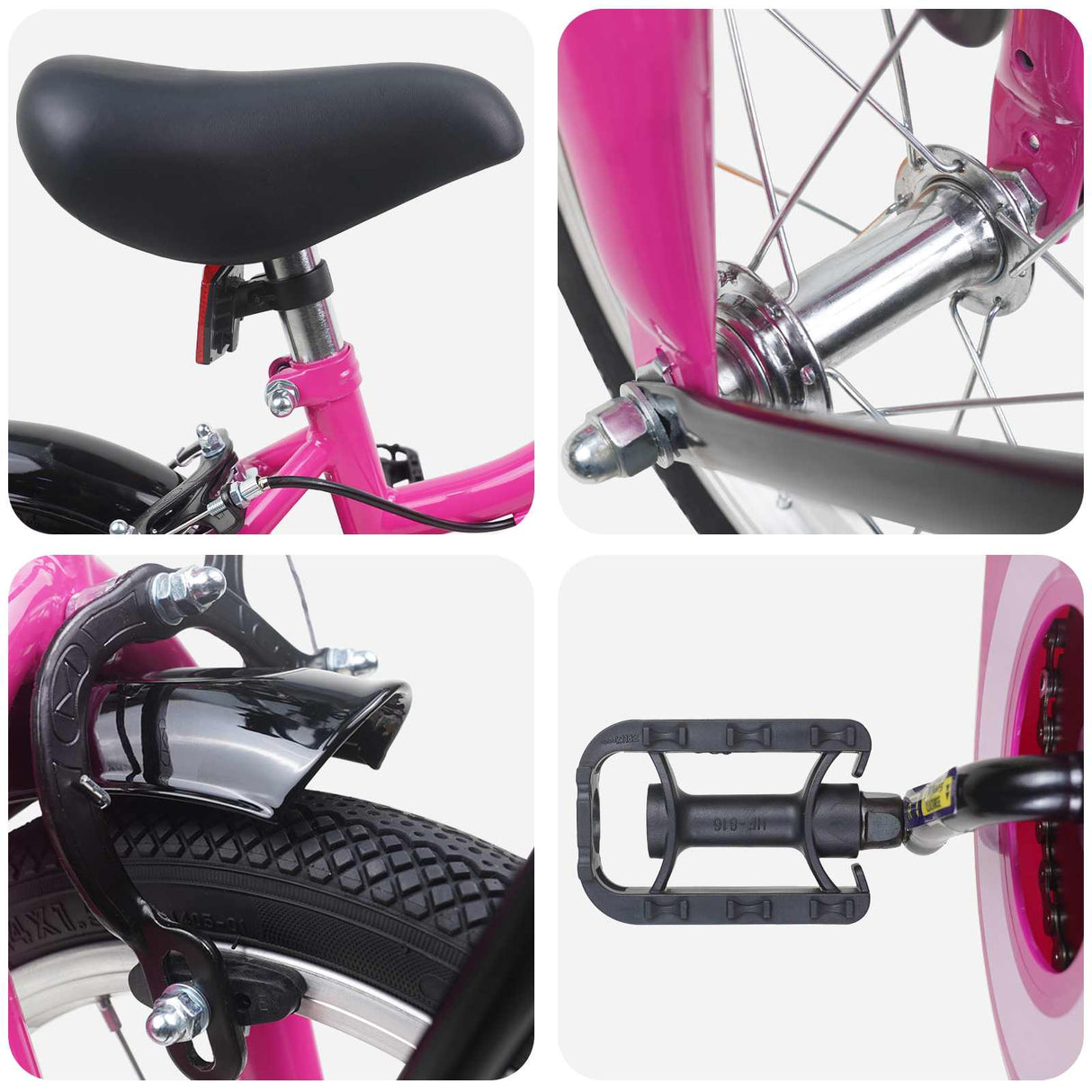 vidaXL Kinderfiets 12 Inch voor 2-4 jaar oud Roze en Zwart